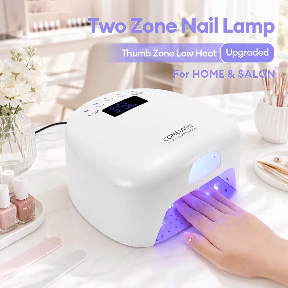 Dual-Zone Thumb & Hand UV LED Nail Lamp with Auto Sensor & Magnetic Base