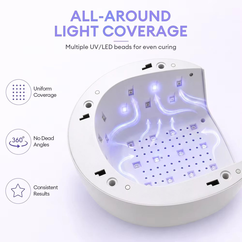 Dual-Zone Thumb & Hand UV LED Nail Lamp with Auto Sensor & Magnetic Base