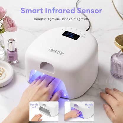 Dual-Zone Thumb & Hand UV LED Nail Lamp with Auto Sensor & Magnetic Base